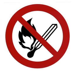 Verbots-Aufkleber Feuer, offenes Licht und Rauchen verboten - 200mm